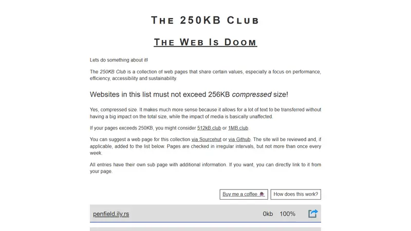 Screenshot of 250KB Club