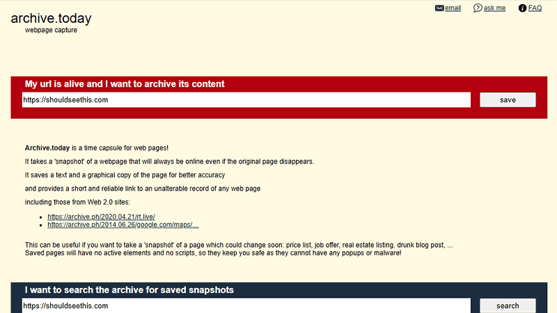 Screenshot of Archive.today