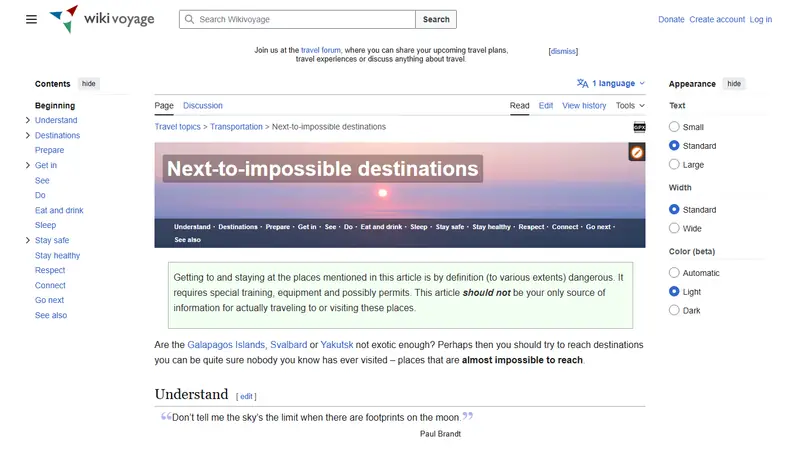 Screenshot of Next-to-impossible Destinations