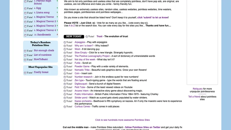 Pointless Sites